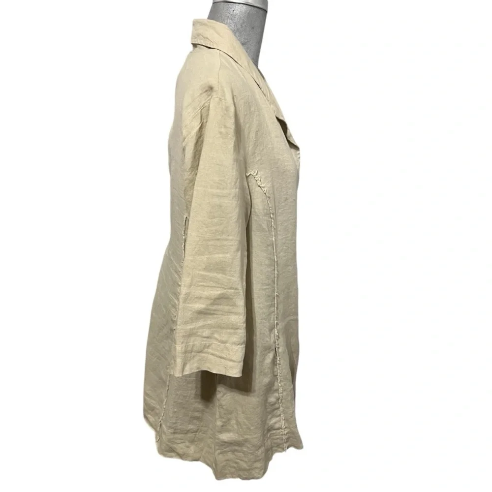 Saint Tropaz West Linen Women's Beige Jacket Size L - Picture 3 of 9